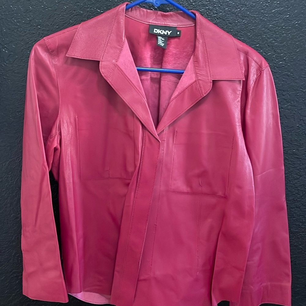 DKNY red leather jacket